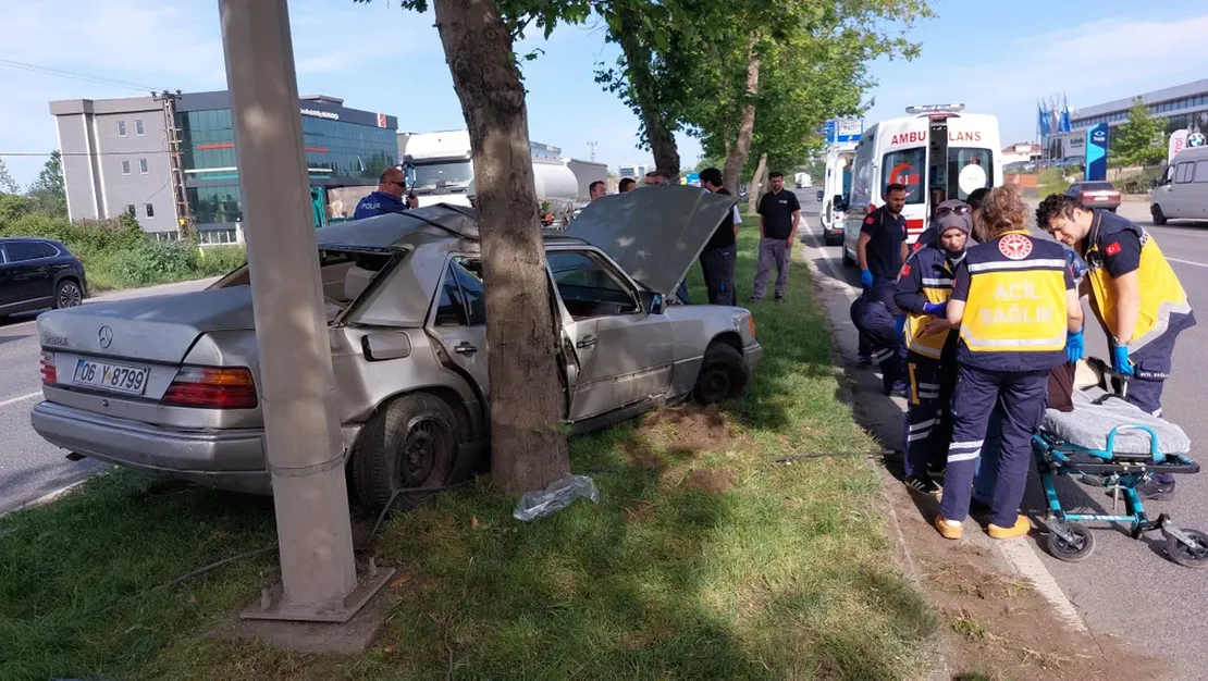 samsun-da-arac-tira-ve-agaca-carpti